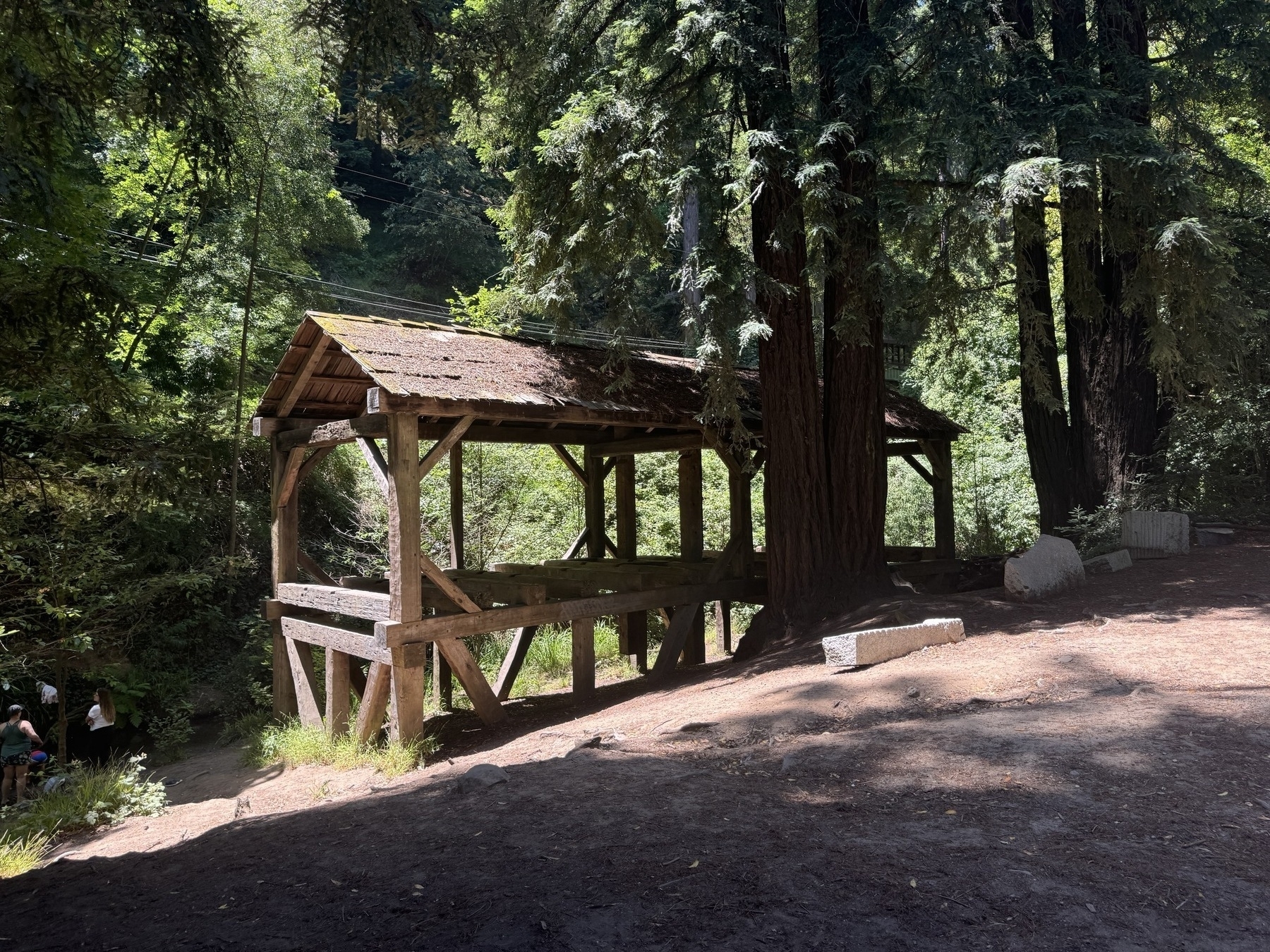 Lumber mill framework in Old Mill park in Mill Valley, CA